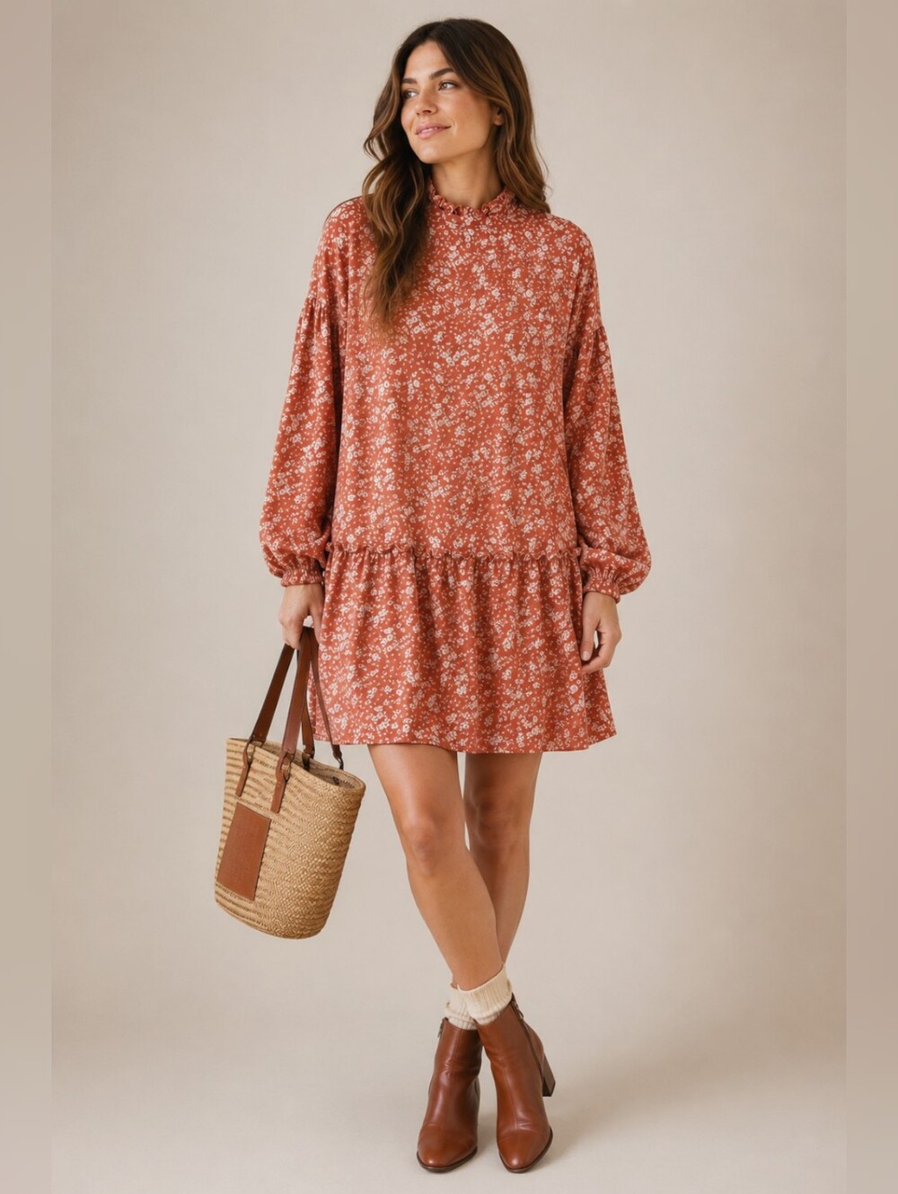 LUMIERE Floral Ruffle Mini Dress – Romantic Cottagecore Style Size M
